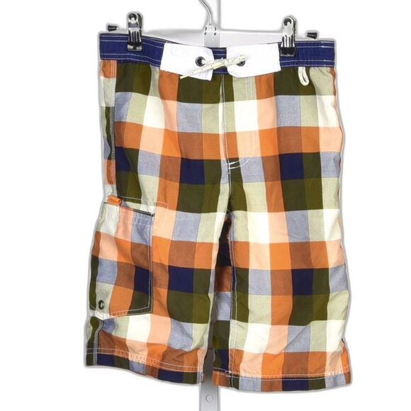 Mini Boden Boys Plaid Bathing Suit Board Short Size 7-8 - Picture 1 of 2